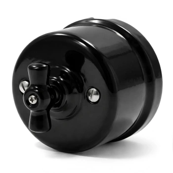 Natynkowy włącznik obrotowy pojedynczy czarny Ceramic Loft