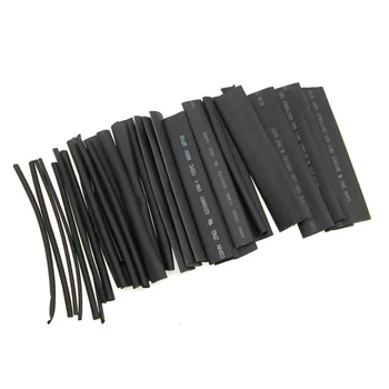 Zestaw koszulek termokurczliwych 35x10cm. Mix rozmiarów, kolor czarny