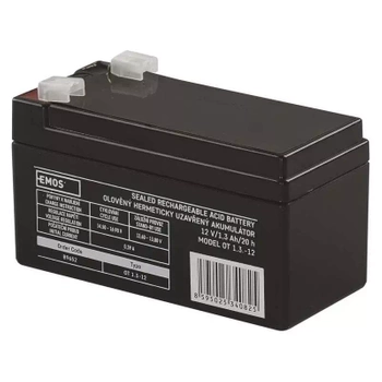 Akumulator AGM bezobsługowy, 12 V, 1,3 Ah, 97 × 45 × 53 mm, 0,6 kg, EMOS B9652