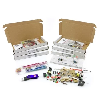 Kompletny kurs podstaw elektroniki. 6 zestawów: A01 - A06 + płytka SD + łączówki + pendrive z kursem, EDW AKPLMAXI