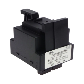 Transformator sieciowy TSZSWD 12/004M [230V/0-12-14V-0,85A] do domofonów, do pracy przerywanej, na szynę DIN