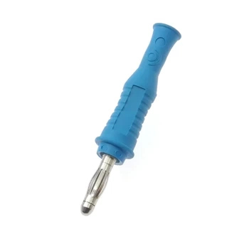 Wtyk izolowany 4mm lamelkowy przykręcany, elastyczna osłona z odgiętką, niebieski