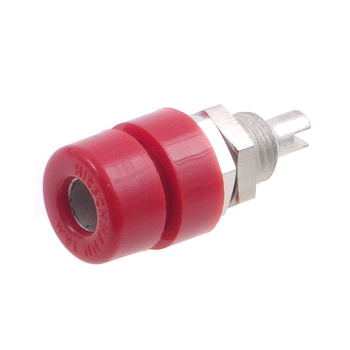 Gniazdo izolowane 4mm M6, lutowane, 32A, czerwone