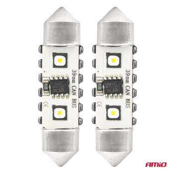 Żarówka samochodowa LED CANBUS Festoon C5W 39mm 12V / 24V AMIO-04249, 2szt