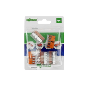 Szybkozłączka WAGO 221-415 z dźwigniami na 5 przewodów, drut i linka 0,2-4mm², 32A 450V, blister 6 szt.