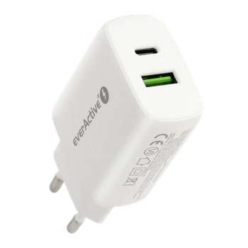 Ładowarka USB, ładowarka sieciowa, szybkie ładowanie QC3.0 + USB-C PD PPS 25W, everActive SC-370Q