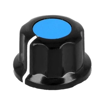 Gałka z kołnierzem do potencjometru na oś 6mm - 20x12mm - czarna, niebieski znacznik - G19