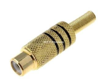 Gniazdo RCA na kabel, złocone, czarny