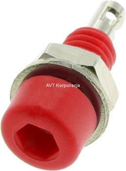 Gniazdo izolowane 2mm M5 lutowane 10A czerwone