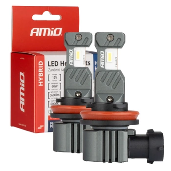 Żarówka samochodowa LED 2szt H8 H9 H11 H16 6000K Canbus 60W AMIO-04116 seria HYBRID AMIO-04116