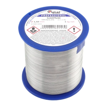 Cyna lutownicza z topnikiem SW26 - 1.5mm - spoiwo Sn60Pb40 Cynel 1kg