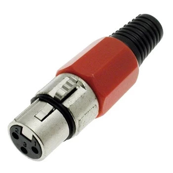 Wtyk XLR żeński 3-pin czerwony mikrofonowy