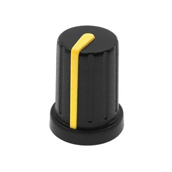 Gałka do potencjometru na oś 6mm - 13x17mm - czarna, żółty znacznik - N-9