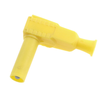 Wtyk bezpieczny 4mm z tuleją stałą kątowy 20A 1000V CAT III, żółty