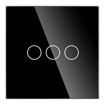 Włącznik schodowy potrójny 800W - dotykowy szklany panel czarny - podtynkowy - TAWOIA Glass
