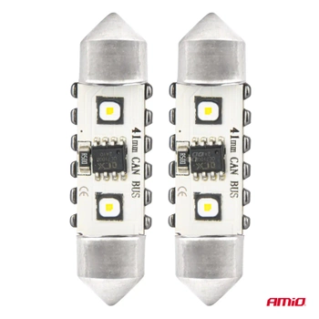 Żarówka samochodowa LED CANBUS Festoon C5W 41mm 12V / 24V AMIO-04250, 2szt