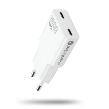 Ładowarka sieciowa everActive SC-385Q 2xUSB-C 30W  BIAŁA