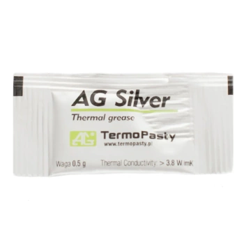 Pasta termoprzewodząca AG Silver z dodatkiem srebra - 3,8 W/mK, -50°C do 250°C - saszetka 0.5g - AGTermoPasty AGT-143