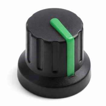 Gałka z kołnierzem do potencjometru na oś 6mm - 16x14mm - czarna, zielony wskaźnik - GC16