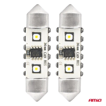 Żarówka samochodowa LED CANBUS Festoon C5W 36mm 12V / 24V AMIO-04248, 2szt