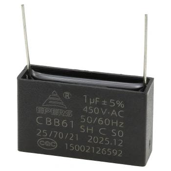 Kondensator rozruchowy do silnika 1µF 450VAC, CBB61, do druku, 36 × 11 × 22 mm, EPERS