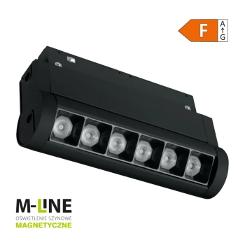 Reflektor szynowy magnetyczny liniowy regulowany 6W 480lm 4000K czarny M-LINE