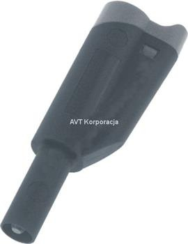 Wtyk bezpieczny 4mm z tuleją stałą i gniazdem 4mm, przykręcany, czarny