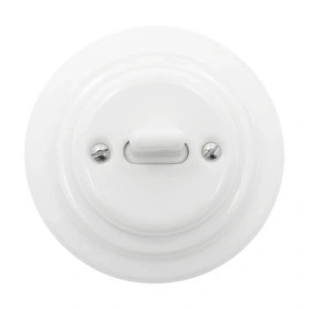 Włącznik pojedynczy dwubiegunowy dźwigniowy, okrągły z ramką, biały, Ceramic Loft