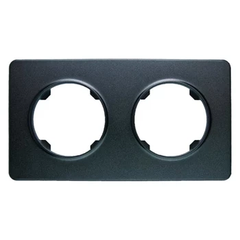 Ramka podwójna, plastikowa, czarna, OVAL Electromalt, OVA1002B