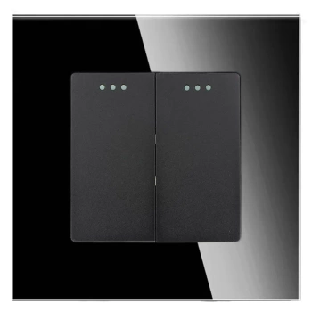 Włącznik światła szklany podwójny - czarny - Tawoia Glass