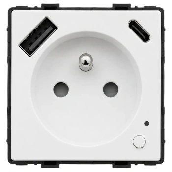 Gniazdo elektryczne z uziemieniem z USB A+C 20W z pomiarem energii (watomierz) WiFi i Bluetooth białe podtynkowe (moduł bez ramki) - TAWOIA Smart Home
