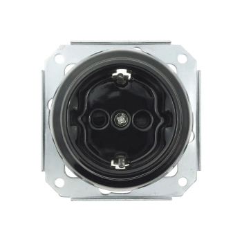 Gniazdo elektryczne Schuko ceramiczne, okrągłe bez ramki, montaż podtynkowy, kolor czarny Ceramic Loft