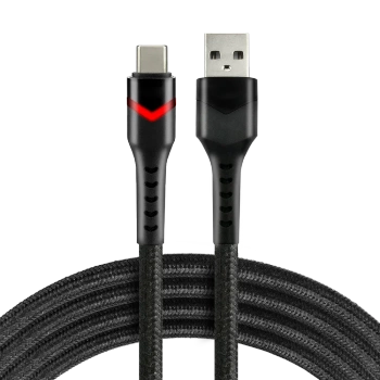 Kabel USB-A do USB-C RGB LED 1m, szybkie ładowanie 3A, pleciony, czarny – everActive CBB-1CBR