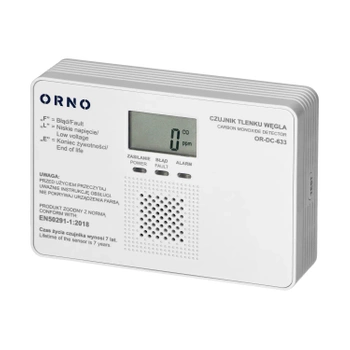 Czujnik czadu, podświetlany LCD, 9 V, sensor 7 lat, ORNO DC-633