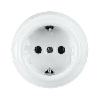 Gniazdo elektryczne Schuko okrągłe białe ceramiczne natynkowe - Ceramic Classic Loft