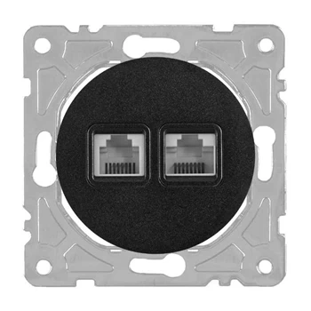 Gniazdo komputerowo-telefoniczne, kolor czarny, montaż podtynkowy, OVAL Electromalt OVA1018B