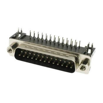 Wtyk D-Sub męski DB25 25-pin kątowy do PCB z zatrzaskami snap-in Connfly