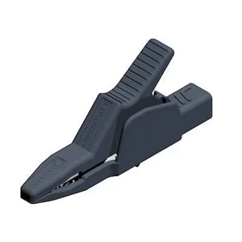 Krokodylek bezpieczny, rozwarcie 30mm, gniazdo 4mm, czarny