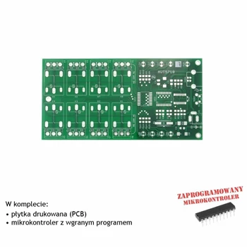 8-kanałowy moduł przekaźnikowy z USB, PCB i mikroprocesor do projektu AVT5710