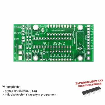 8-kanałowy przełącznik na podczerwień (max 8 x 200mA/12V), PCB i mikroprocesor do projektu AVT390