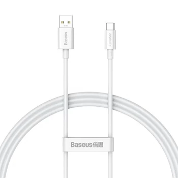 Kabel USB do USB-C 1m, szybkie ładowanie QC 65W, Baseus Superior Series, biały