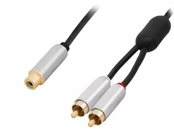 Kabel gniazdo RCA - 2x wtyk RCA, rozgałęziacz 15cm