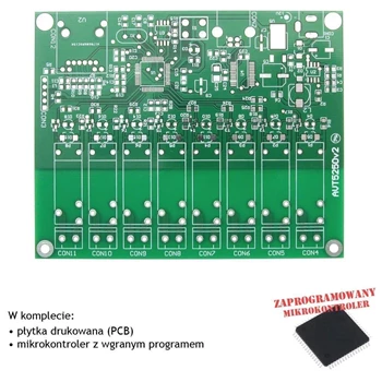 Karta przekaźników z interfejsem Ethernet, PCB i mikroprocesor do projektu AVT5250