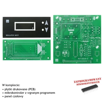 Regulator mocy z wyświetlaczem LCD, PCB i mikroprocesor do projektu AVT3218