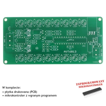 Wskaźnik wysterowania 2×8 LED, PCB i mikroprocesor do projektu AVT6013