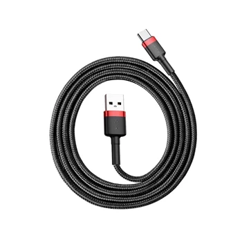 Wytrzymały nylonowy kabel USB-C QC3.0, 3A, czarno-czerwony, 1m Baseus Cafule Cable