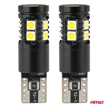 Żarówka samochodowa LED CANBUS T10 W5W 12V / 24V AMIO-04259, 2szt