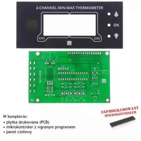 2-kanałowy termometr MIN-MAX z alarmem, PCB's i mikroprocesor do projektu AVT1999