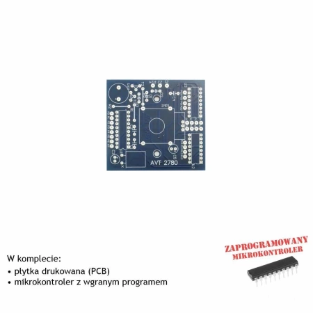 Elektroniczny minutnik z pokrętłem regulacji czasu i alarmem akustycznym, PCB i mikroprocesor do projektu AVT2780