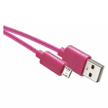 Kabel micro USB 1m, oplot, różowy, EMOS SM7006